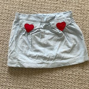 Beaufort bonnet blue corduroy skirt with heart appliqués
